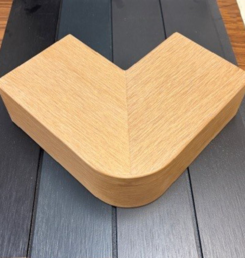 Corner piece constructed with ACRE featuring a 3” curve